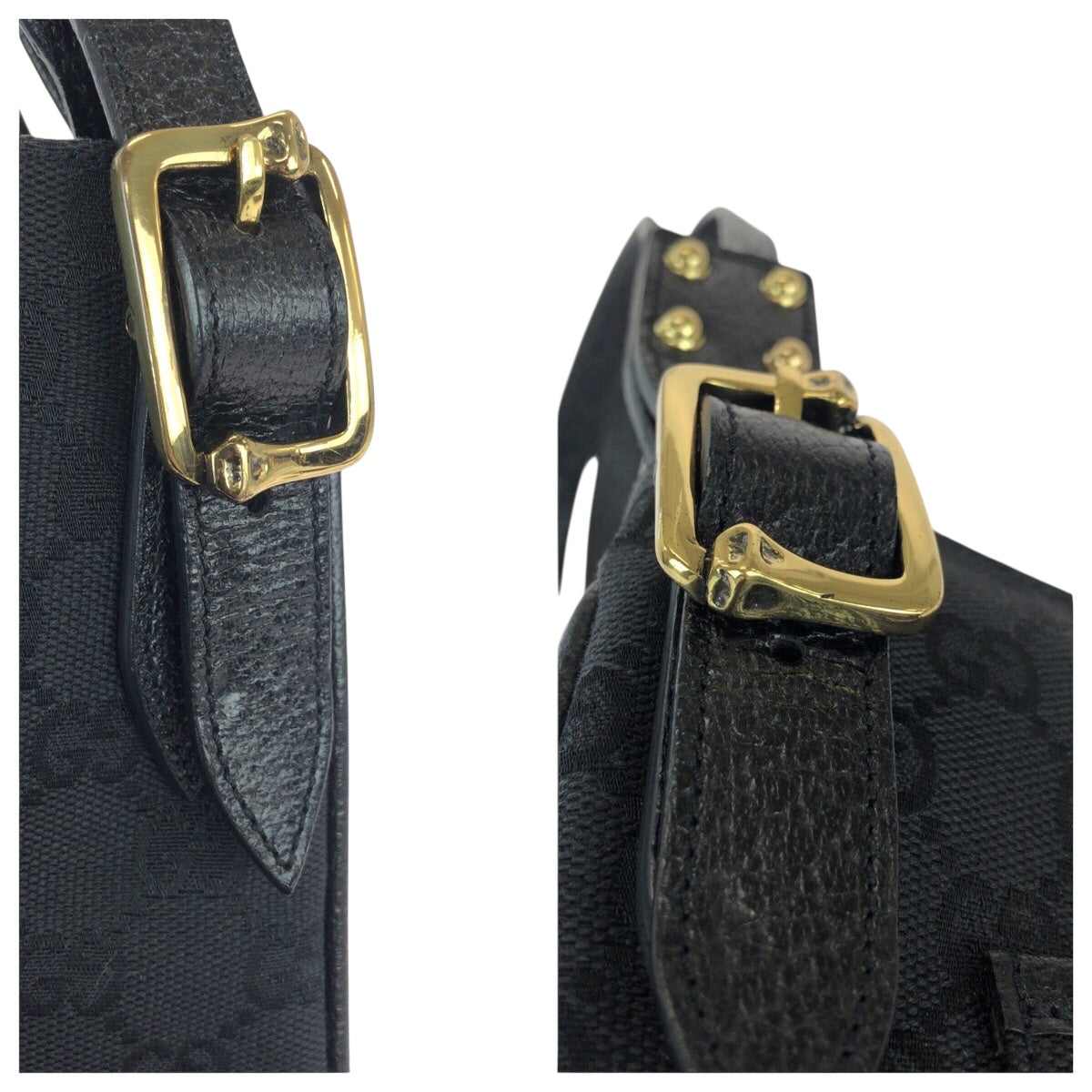 22083
GUCCI グッチ ブラック 黒 ゴールド金具 GGキャンバス / レザー 115415 ショルダーバッグ ポシェット レディース A50