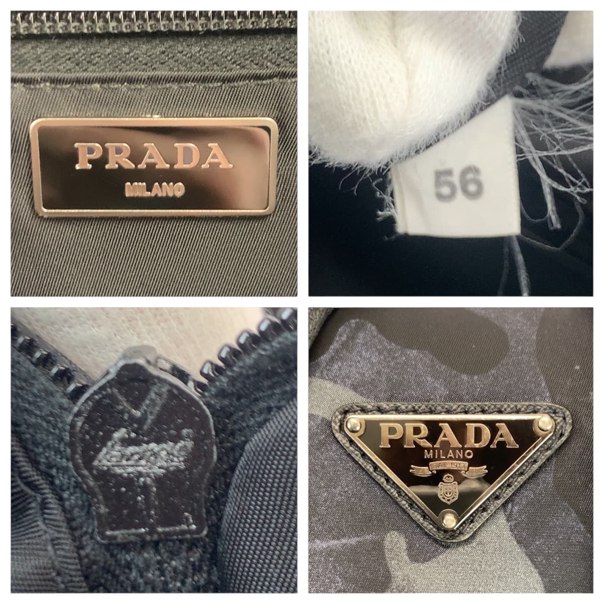 22084
PRADA プラダ テスート V136 カモフラ 迷彩 三角ロゴプレート ブラック グレー ガンメタ金具 ナイロン / レザー リュック・デイパック バックパック メンズ A100