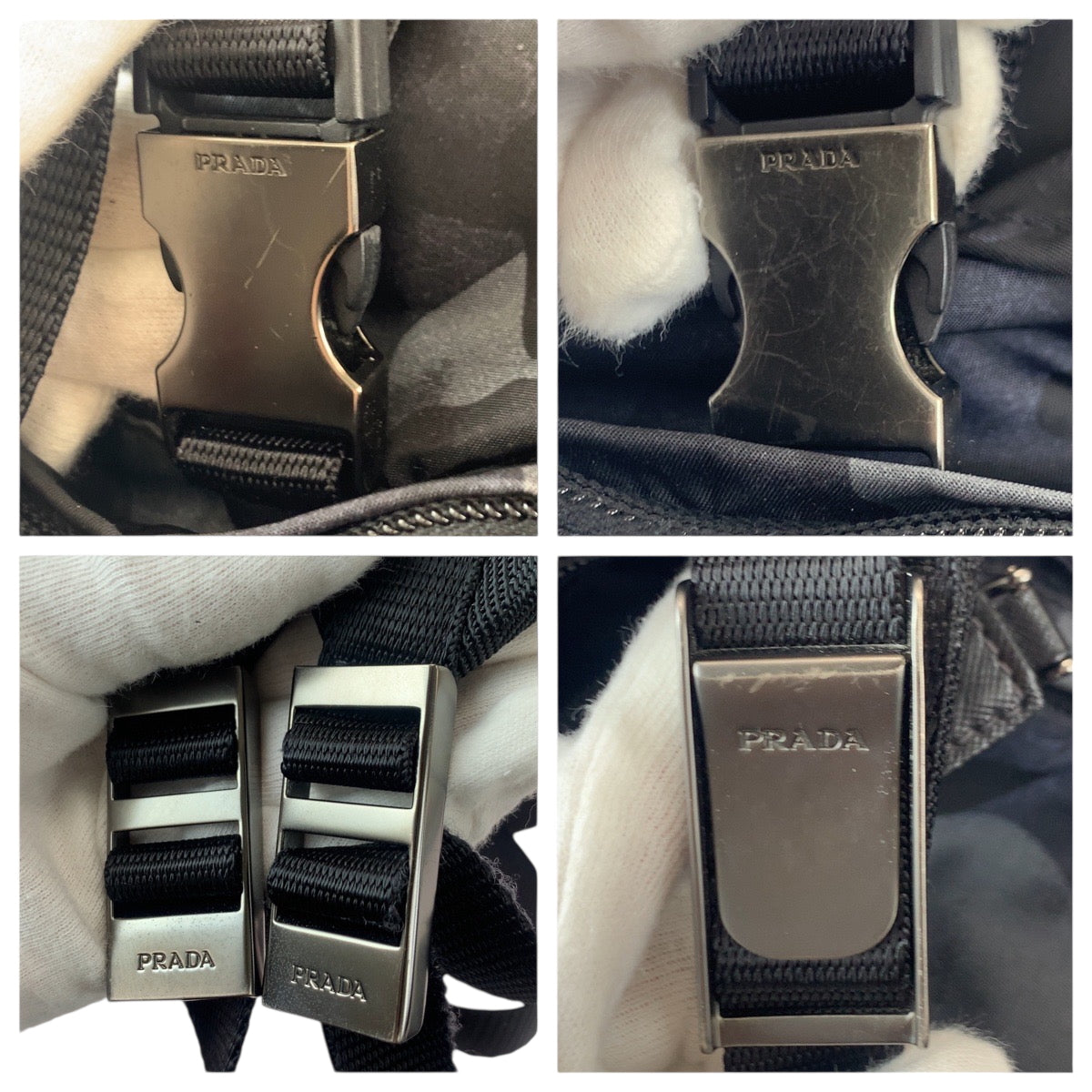 22084
PRADA プラダ テスート V136 カモフラ 迷彩 三角ロゴプレート ブラック グレー ガンメタ金具 ナイロン / レザー リュック・デイパック バックパック メンズ A100