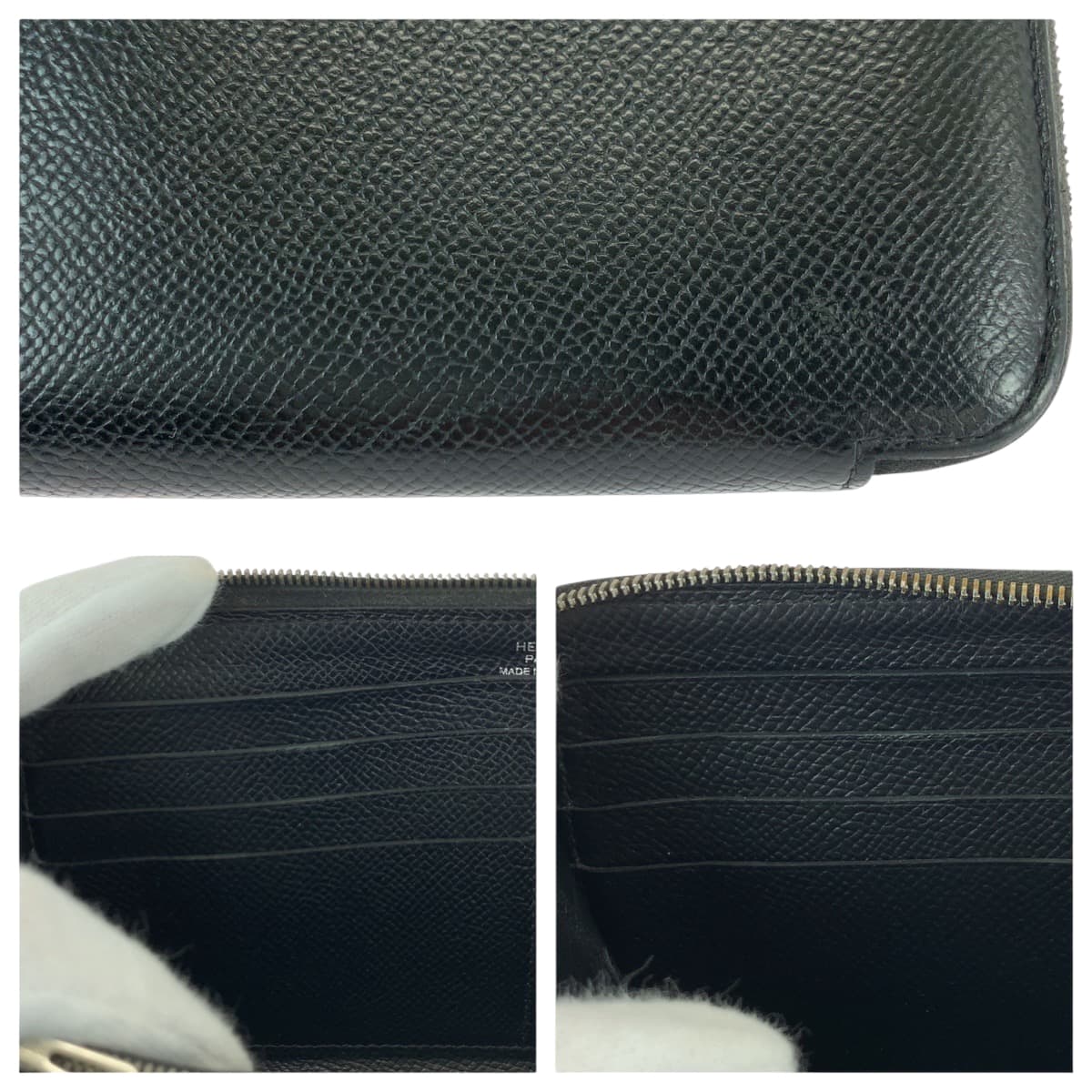 22086
HERMES エルメス アザップロング ノワール ブラック シルバー金具 ヴォーエプソン 長財布 ラウンドファスナー Y刻印 メンズ ABP74