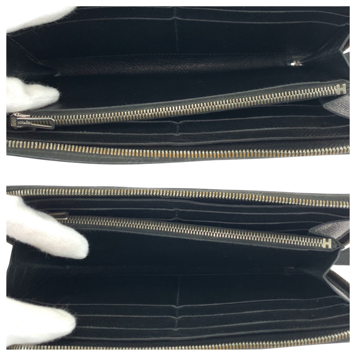 22086
HERMES エルメス アザップロング ノワール ブラック シルバー金具 ヴォーエプソン 長財布 ラウンドファスナー Y刻印 メンズ ABP74