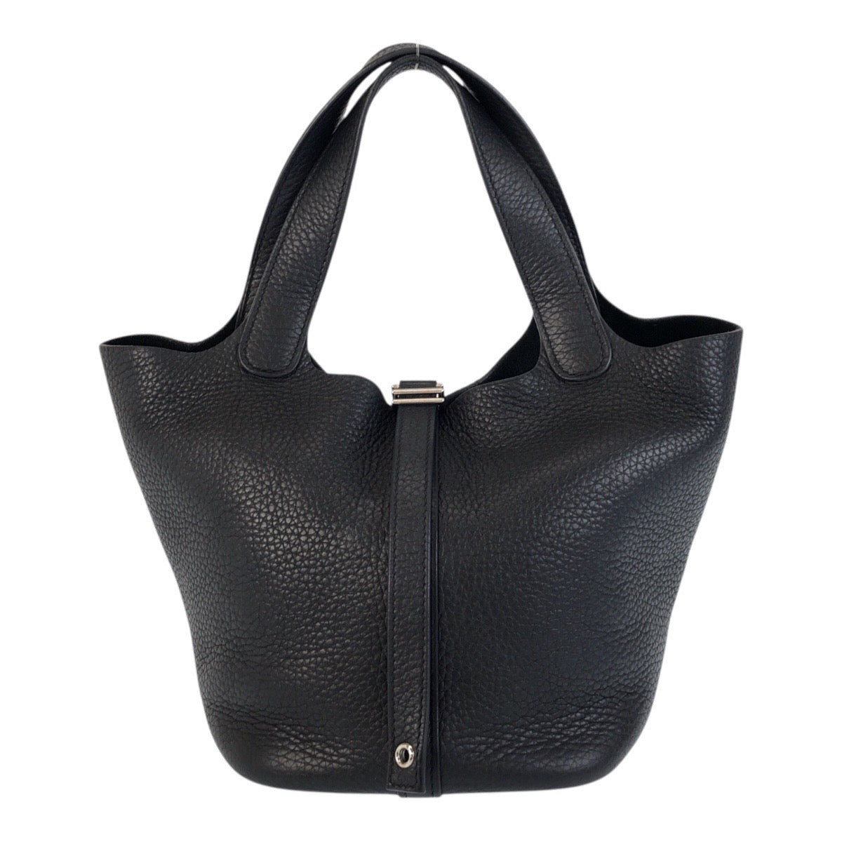 22087
HERMES エルメス ピコタンロックPM ノワール ブラック シルバー金具 トリヨンクレマンス ハンドバッグ トートバッグ U刻印 レディース ABP440