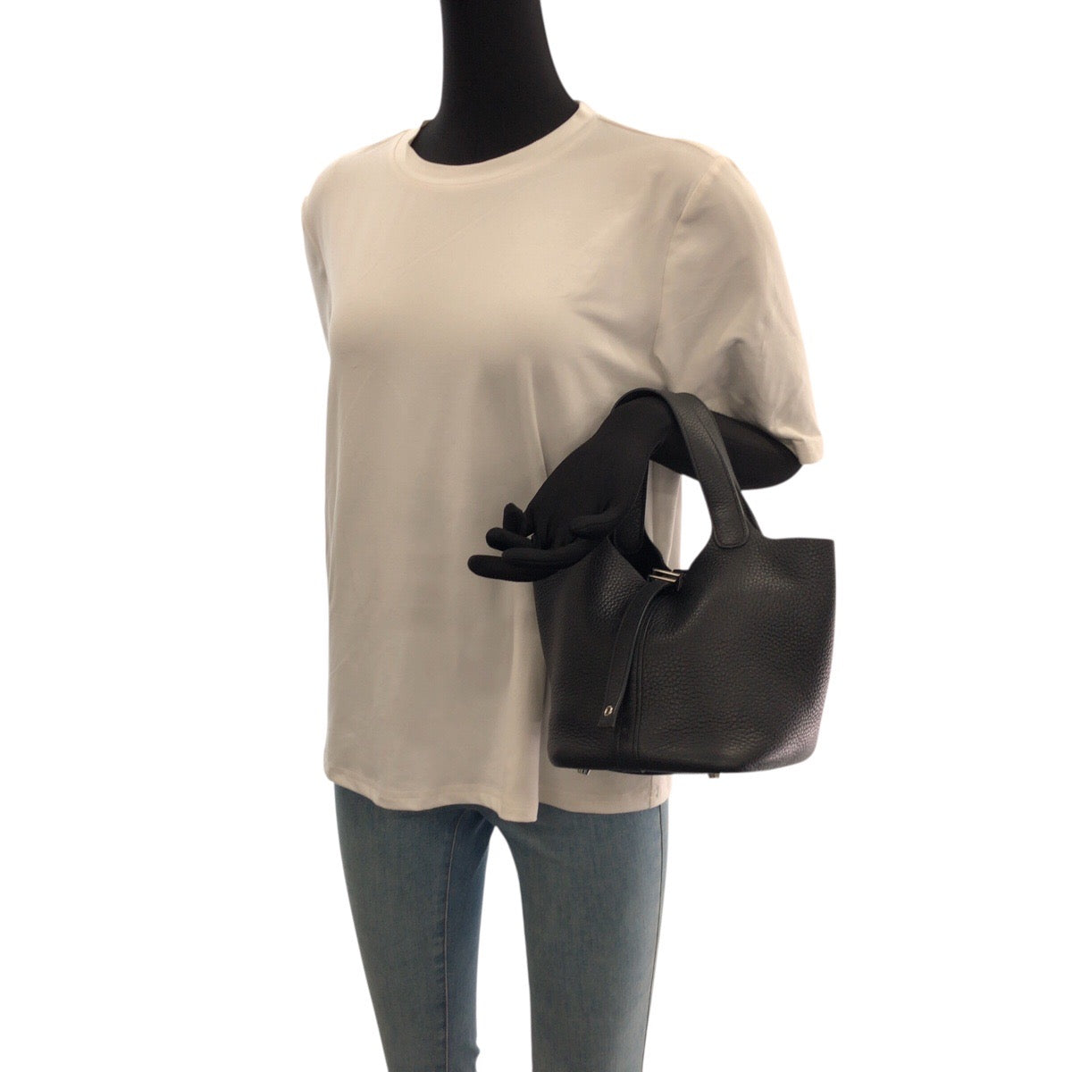 22087
HERMES エルメス ピコタンロックPM ノワール ブラック シルバー金具 トリヨンクレマンス ハンドバッグ トートバッグ U刻印 レディース ABP440