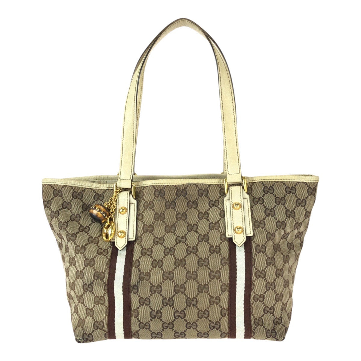 22097
GUCCI グッチ シェリーライン ベージュ ブラウン ゴールド金具 GGキャンバス / レザー 137396 トートバッグ ショルダーバッグ レディース AB23