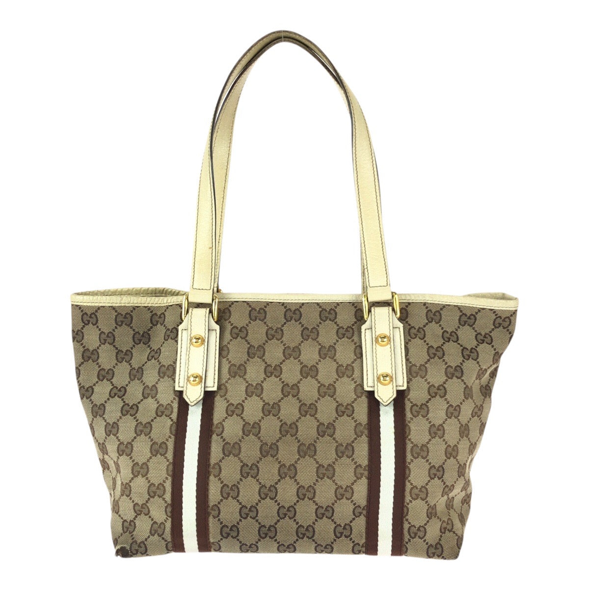 22097
GUCCI グッチ シェリーライン ベージュ ブラウン ゴールド金具 GGキャンバス / レザー 137396 トートバッグ ショルダーバッグ レディース AB23