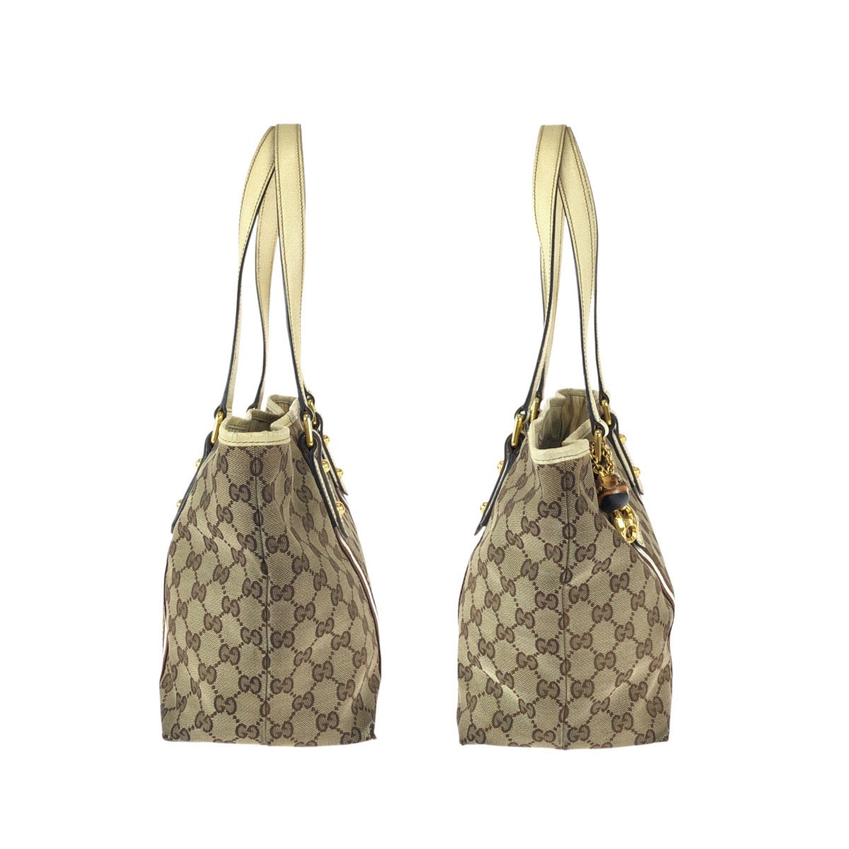 22097
GUCCI グッチ シェリーライン ベージュ ブラウン ゴールド金具 GGキャンバス / レザー 137396 トートバッグ ショルダーバッグ レディース AB23