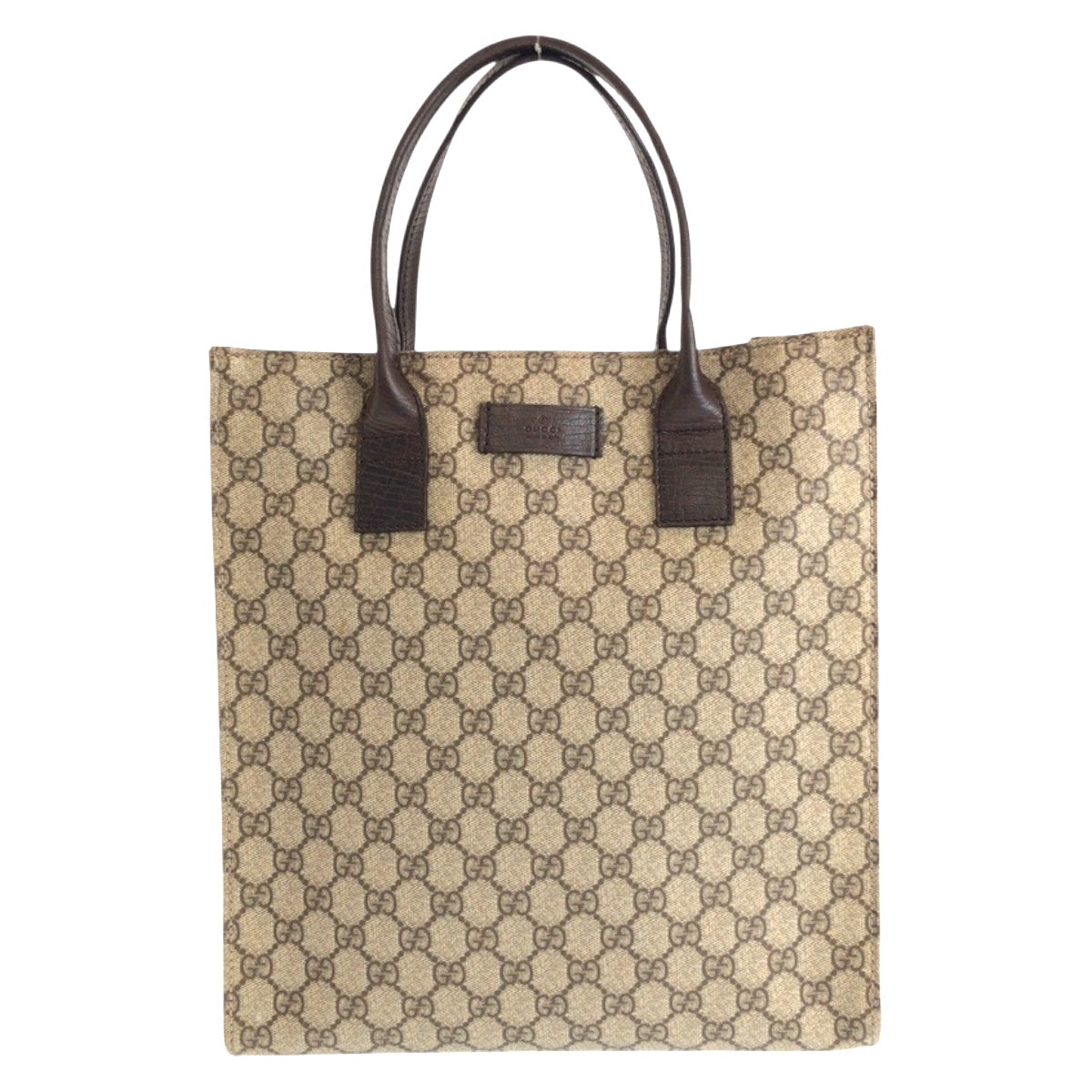 22098
GUCCI Beige Brown Silver Hardware GG Supreme Canvas / Leather 91249 Tote Bag Handbag Ladies AB21