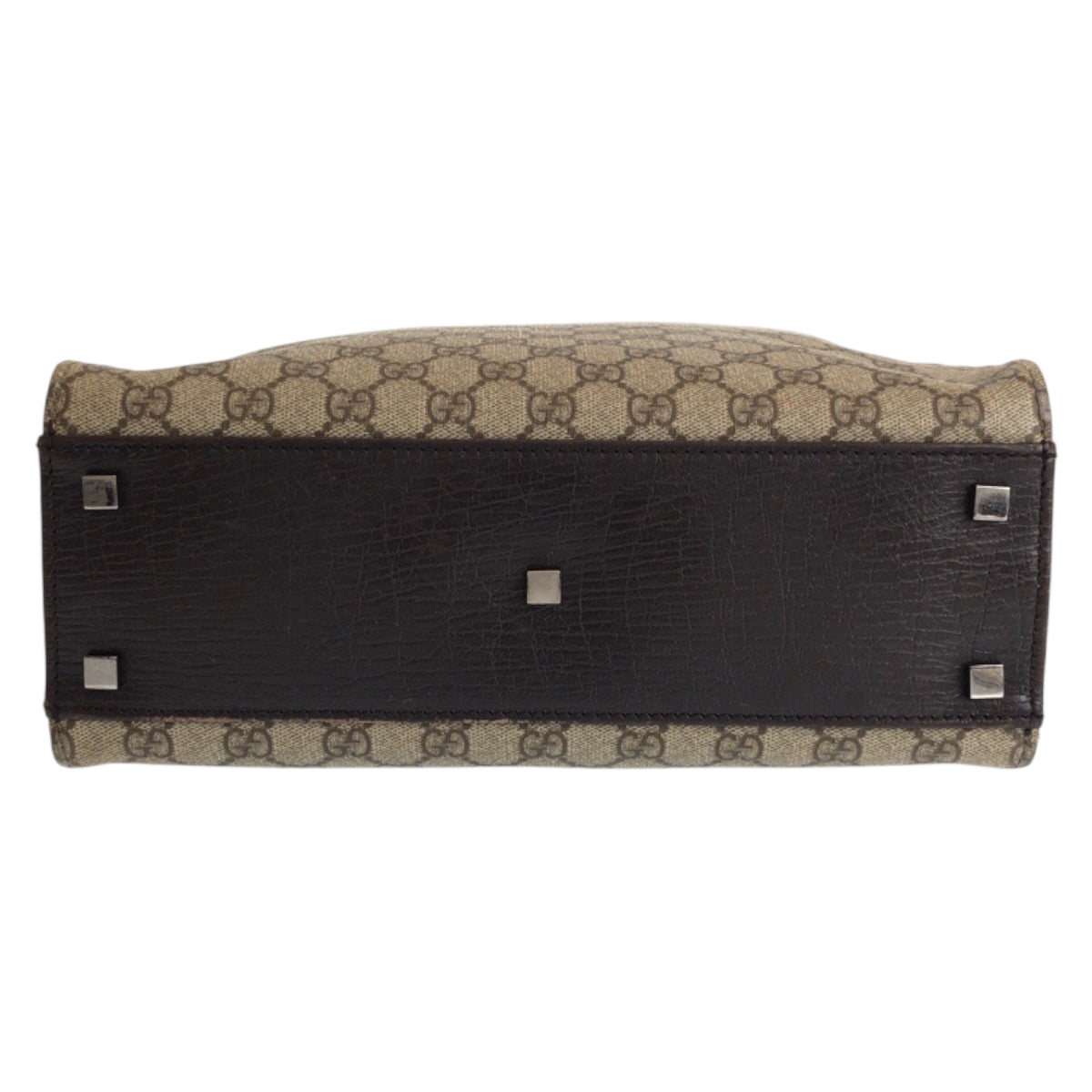 22098
GUCCI Beige Brown Silver Hardware GG Supreme Canvas / Leather 91249 Tote Bag Handbag Ladies AB21
