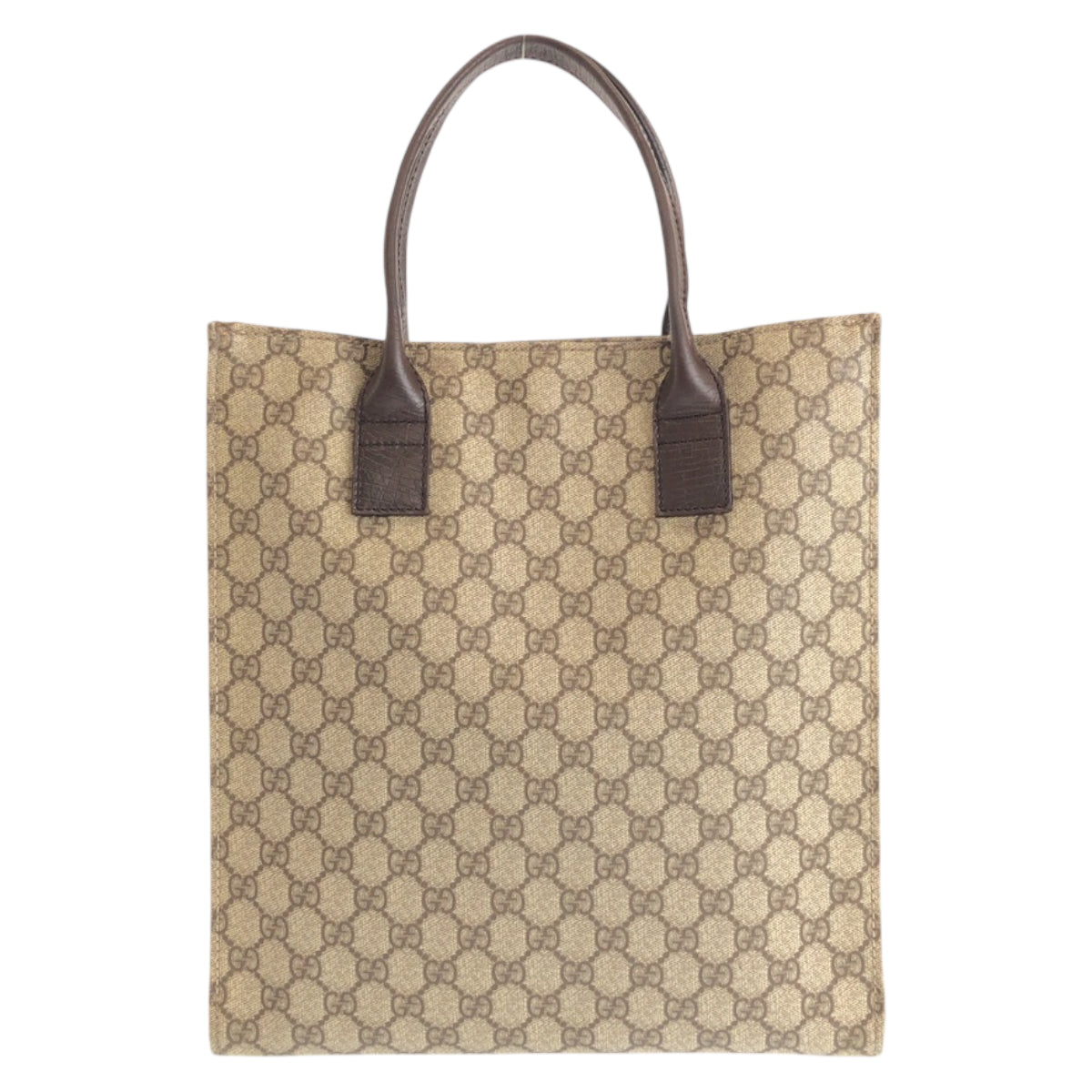 22098
GUCCI Beige Brown Silver Hardware GG Supreme Canvas / Leather 91249 Tote Bag Handbag Ladies AB21