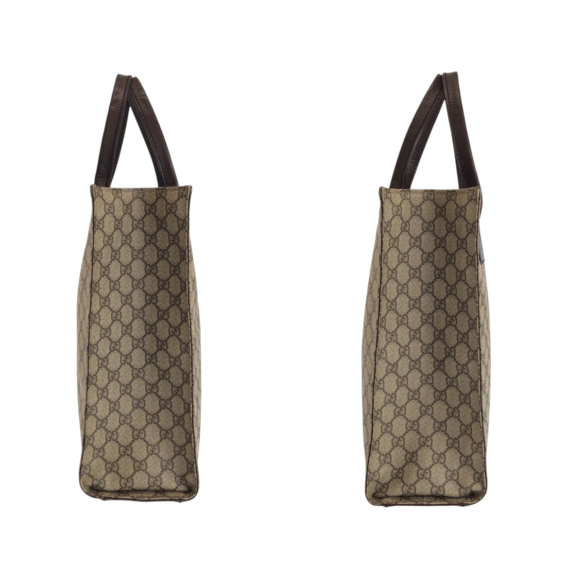 22098
GUCCI Beige Brown Silver Hardware GG Supreme Canvas / Leather 91249 Tote Bag Handbag Ladies AB21