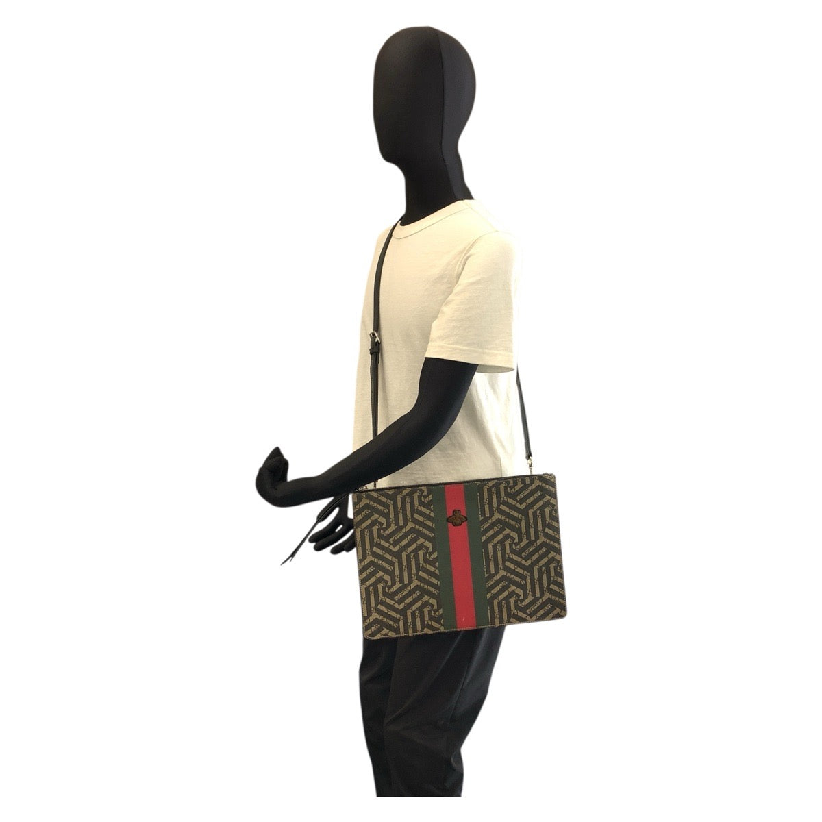 22101
GUCCI グッチ GGカレイド シェリーライン ベージュ ブラック シルバー金具 GGスプリームキャンバス / レザー 429004 ショルダーバッグ クラッチバッグ メンズ A56