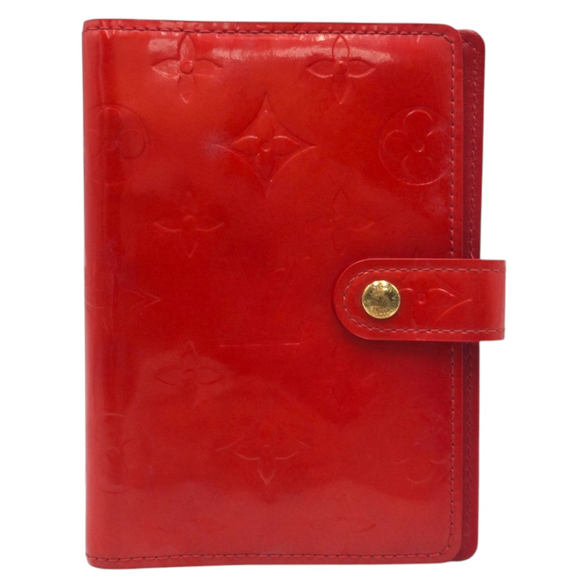 22104
LOUIS VUITTON ルイヴィトン モノグラム ヴェルニ アジェンダPM レッド ゴールド金具 パテントレザー R2101F 手帳カバー レディース AB4