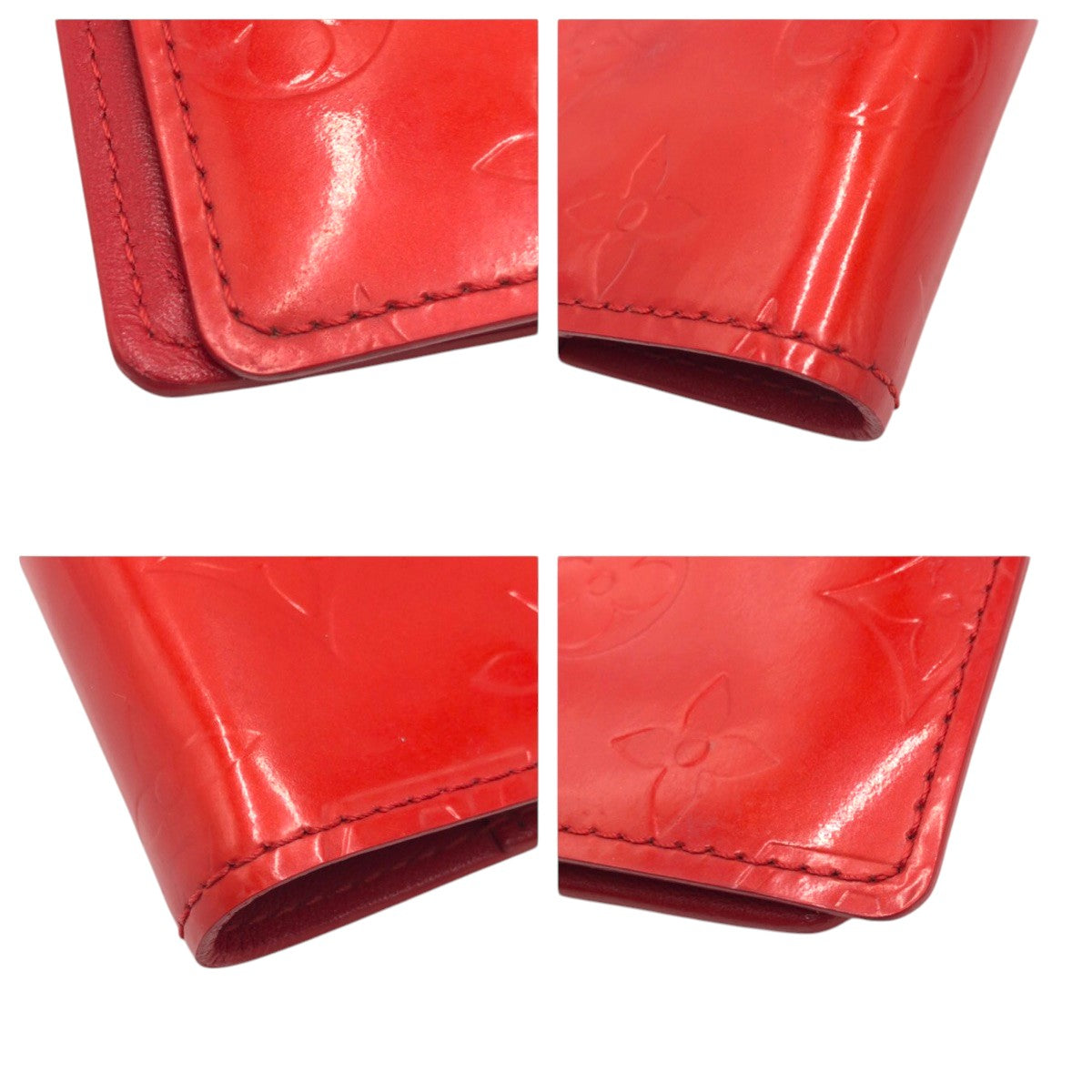 22104
LOUIS VUITTON ルイヴィトン モノグラム ヴェルニ アジェンダPM レッド ゴールド金具 パテントレザー R2101F 手帳カバー レディース AB4