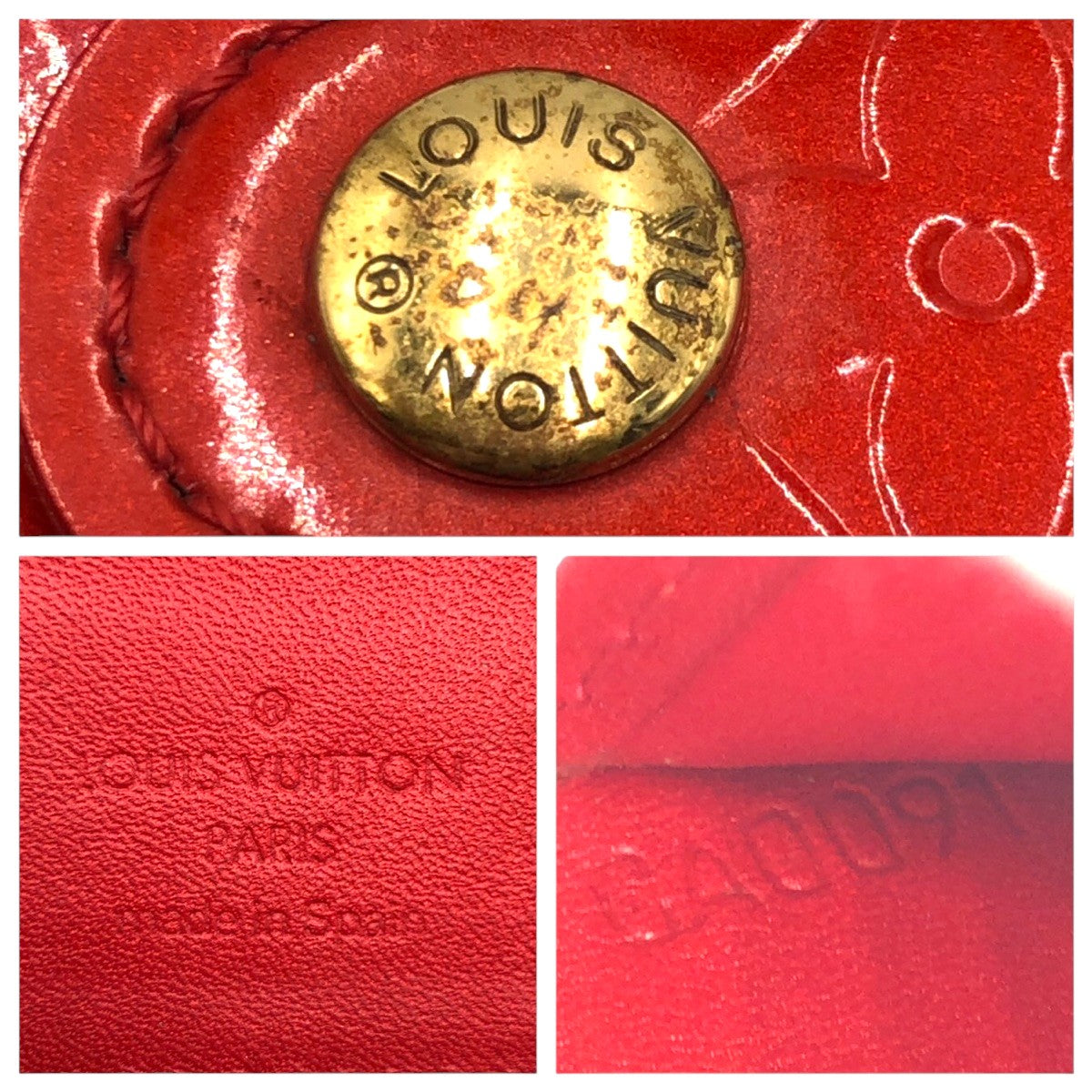 22104
LOUIS VUITTON ルイヴィトン モノグラム ヴェルニ アジェンダPM レッド ゴールド金具 パテントレザー R2101F 手帳カバー レディース AB4