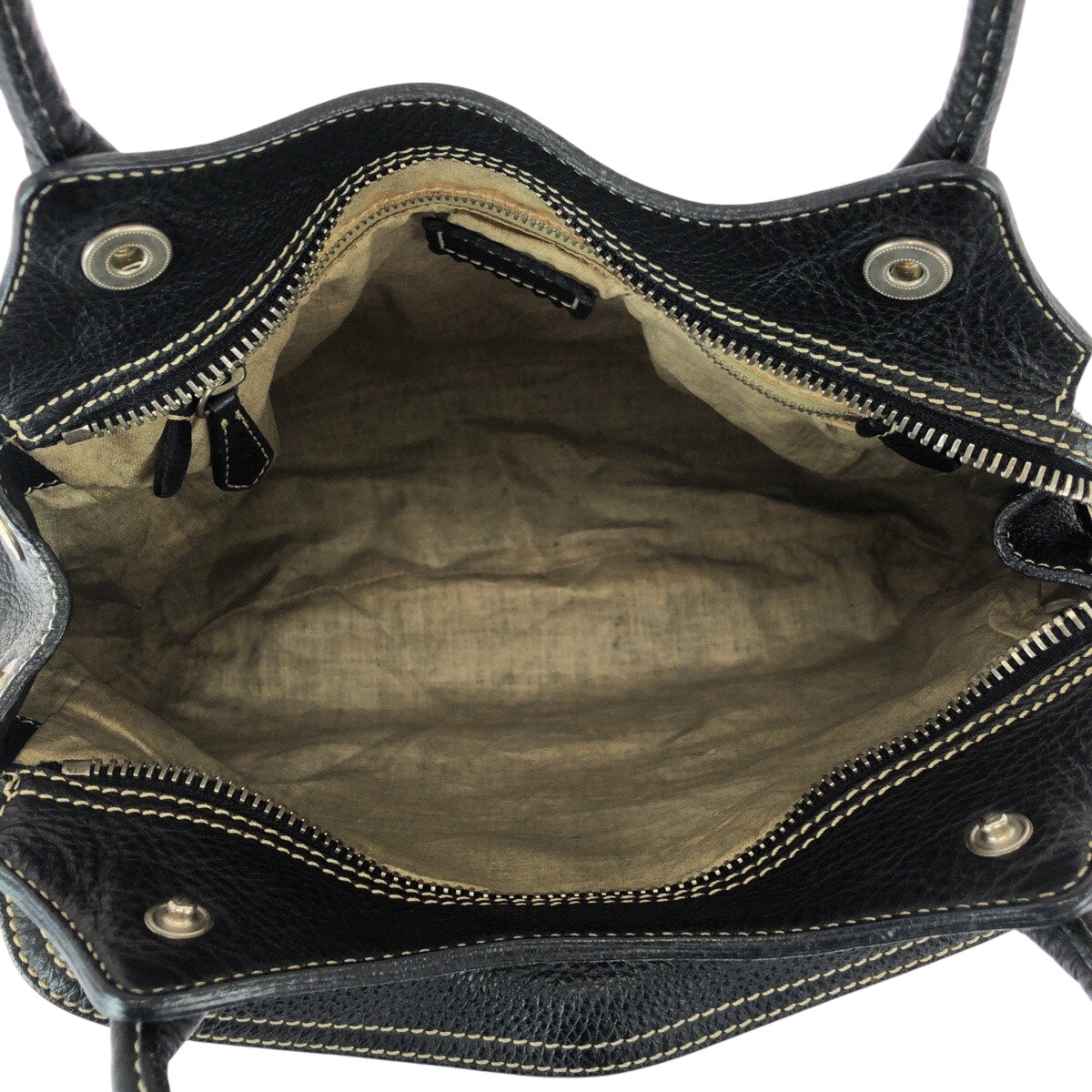 22108
PRADA プラダ ロゴ ブラック 黒 シルバー金具 カーフ ショルダーバッグ トートバッグ レディース AB28
