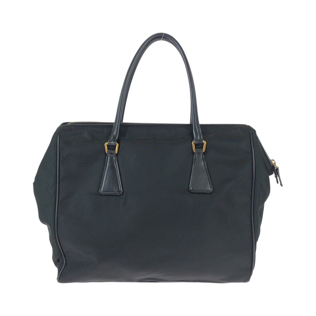 22109
PRADA プラダ テスート 三角ロゴプレート ブラック 黒 ゴールド金具 ナイロン ショルダーバッグ トートバッグ レディース A42