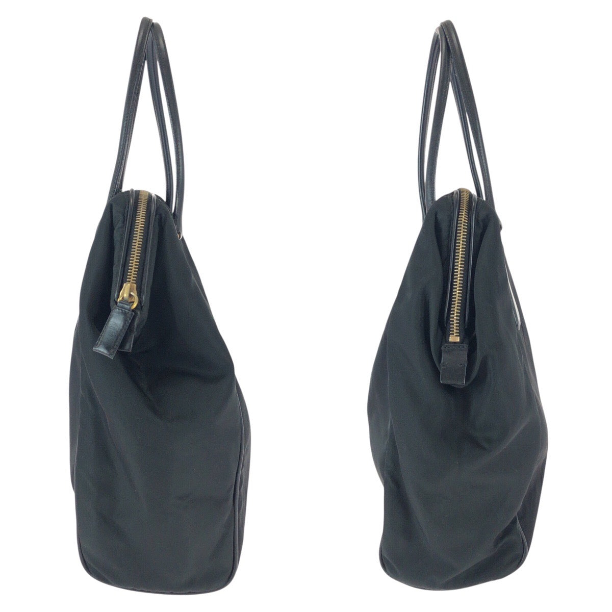 22109
PRADA プラダ テスート 三角ロゴプレート ブラック 黒 ゴールド金具 ナイロン ショルダーバッグ トートバッグ レディース A42