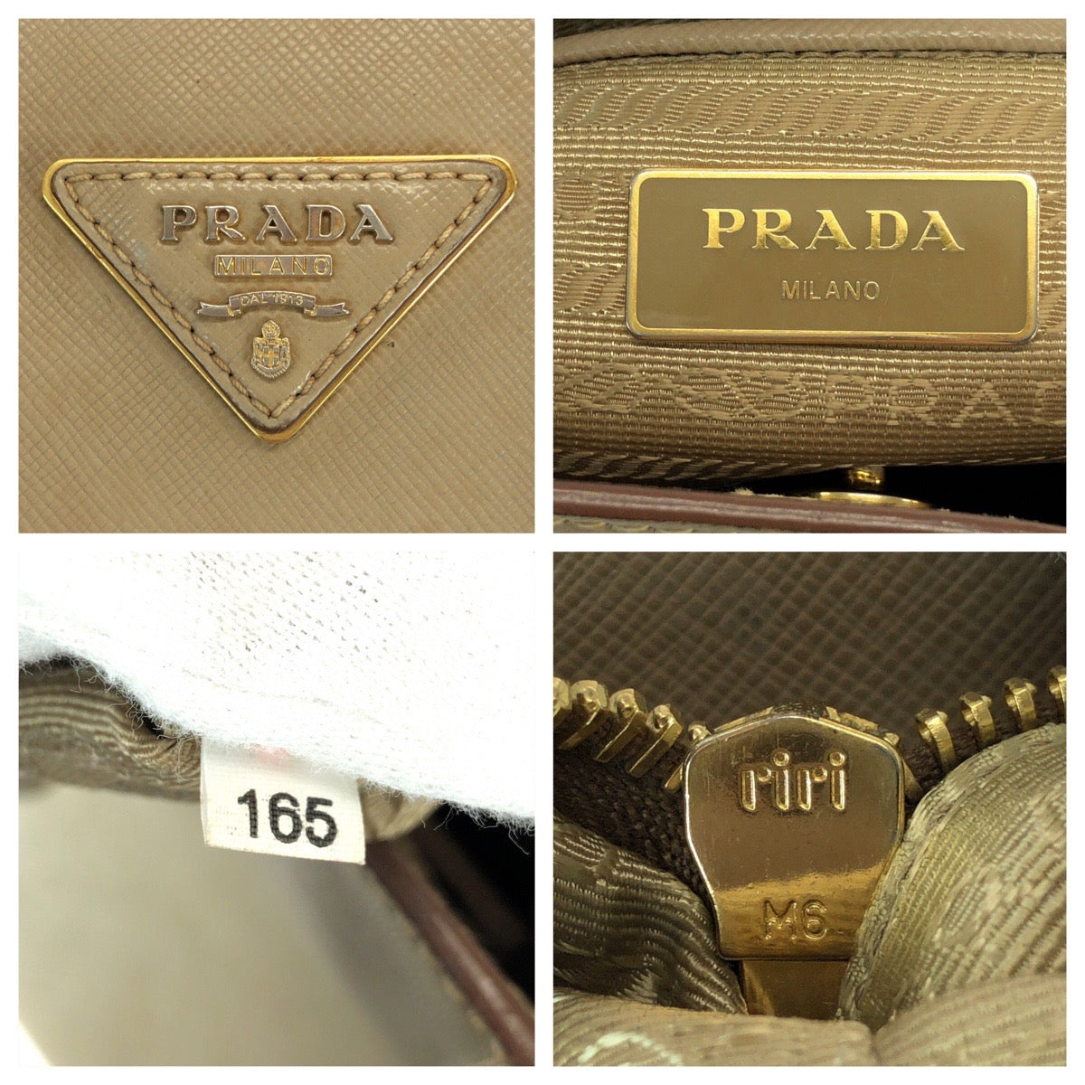22111
PRADA Saffiano Galleria Triangle Logo Plate Beige White Gold Hardware Leather Tote Bag Shoulder Bag 2way Women's AB37
