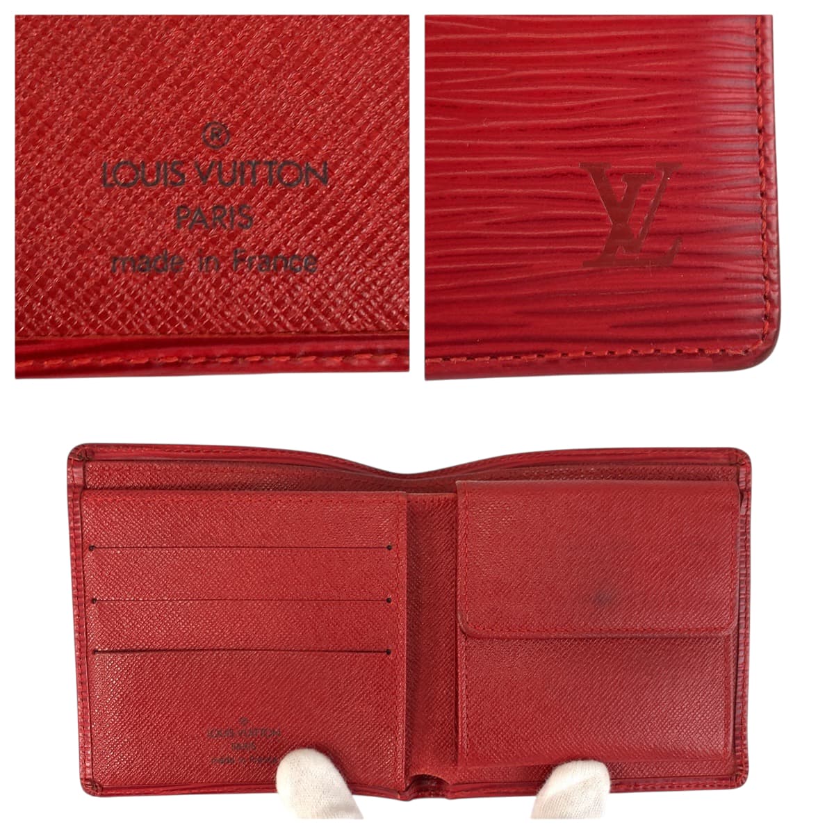 22113
LOUIS VUITTON ルイヴィトン エピ ポルト ビエ カルト クレディ モネ レッド レザー M63547 折財布 コンパクトウォレット メンズ AB5