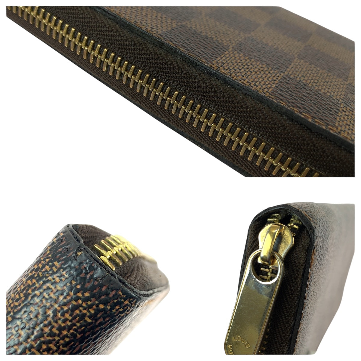 22115
LOUIS VUITTON ルイヴィトン ダミエ ジッピーウォレット ブラウン ゴールド金具 PVC N60015 長財布 ラウンドファスナー メンズ ABP23