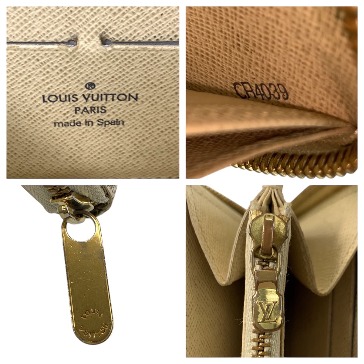22116
LOUIS VUITTON ルイヴィトン ダミエアズール ジッピー ウォレット ホワイト グレー ゴールド金具 PVC N60019 長財布 ロングウォレット レディース AB16