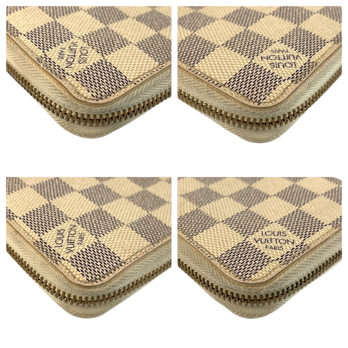 22116
LOUIS VUITTON ルイヴィトン ダミエアズール ジッピー ウォレット ホワイト グレー ゴールド金具 PVC N60019 長財布 ロングウォレット レディース AB16