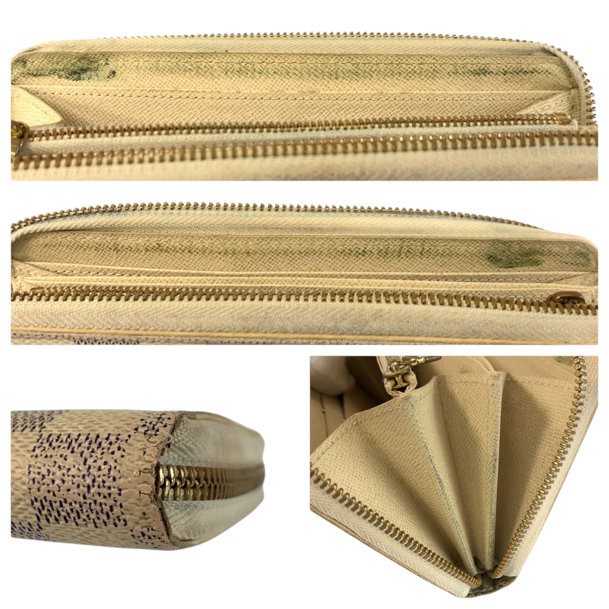 22116
LOUIS VUITTON ルイヴィトン ダミエアズール ジッピー ウォレット ホワイト グレー ゴールド金具 PVC N60019 長財布 ロングウォレット レディース AB16