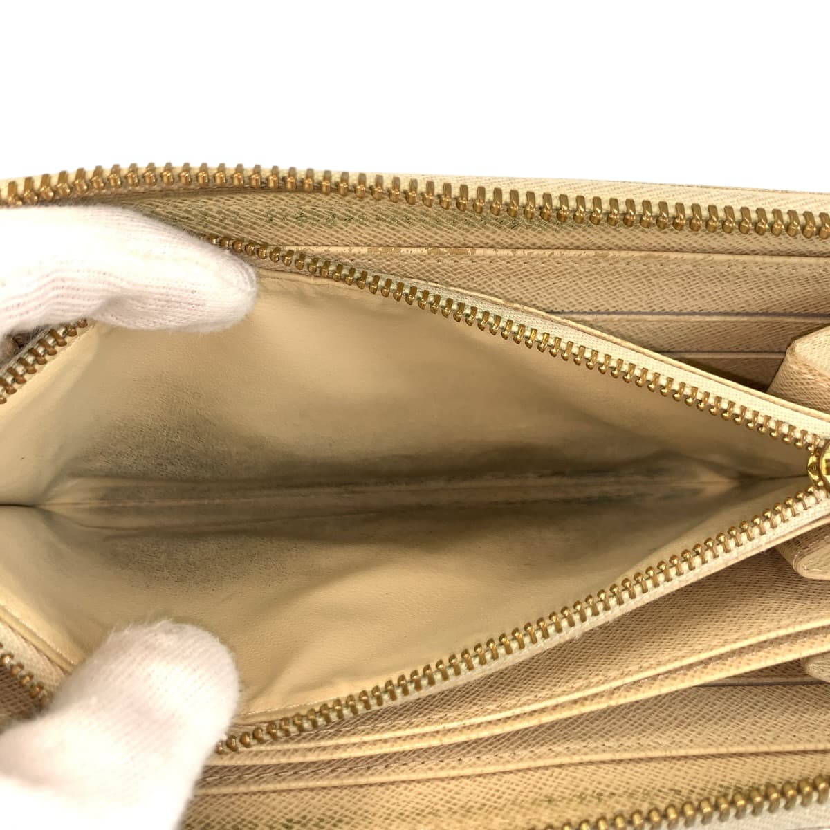 22116
LOUIS VUITTON ルイヴィトン ダミエアズール ジッピー ウォレット ホワイト グレー ゴールド金具 PVC N60019 長財布 ロングウォレット レディース AB16
