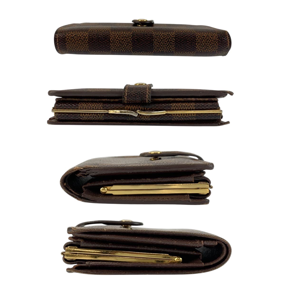 22117
LOUIS VUITTON ルイヴィトン ダミエ ポルトモネ ヴィエノワ ブラウン ゴールド金具 PVC N61664 折財布 コンパクトウォレット レディース AB15