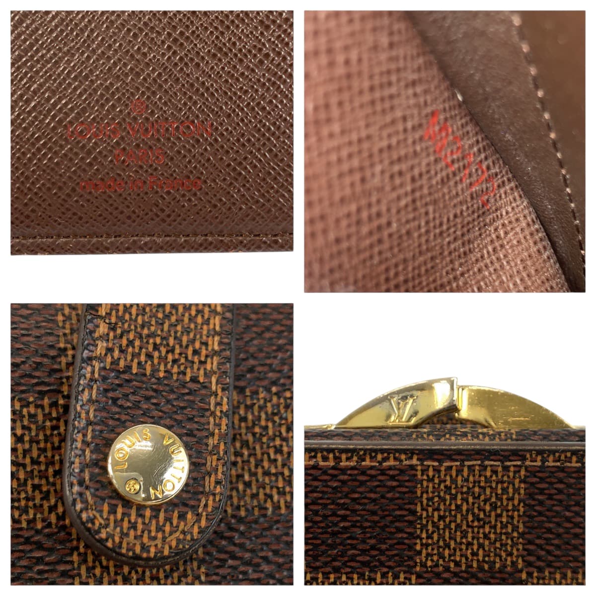 22117
LOUIS VUITTON ルイヴィトン ダミエ ポルトモネ ヴィエノワ ブラウン ゴールド金具 PVC N61664 折財布 コンパクトウォレット レディース AB15