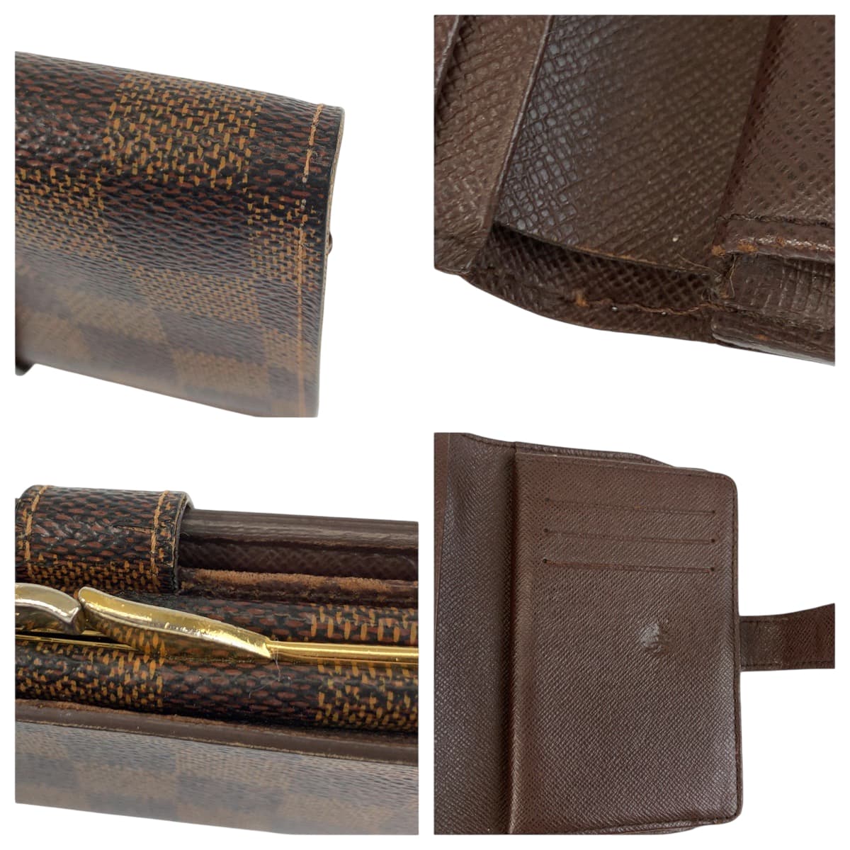 22117
LOUIS VUITTON ルイヴィトン ダミエ ポルトモネ ヴィエノワ ブラウン ゴールド金具 PVC N61664 折財布 コンパクトウォレット レディース AB15