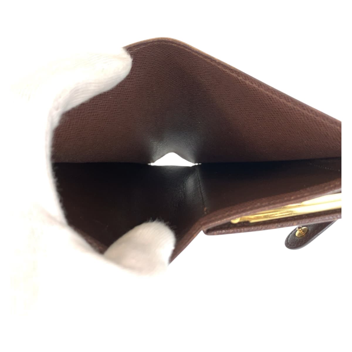 22117
LOUIS VUITTON ルイヴィトン ダミエ ポルトモネ ヴィエノワ ブラウン ゴールド金具 PVC N61664 折財布 コンパクトウォレット レディース AB15