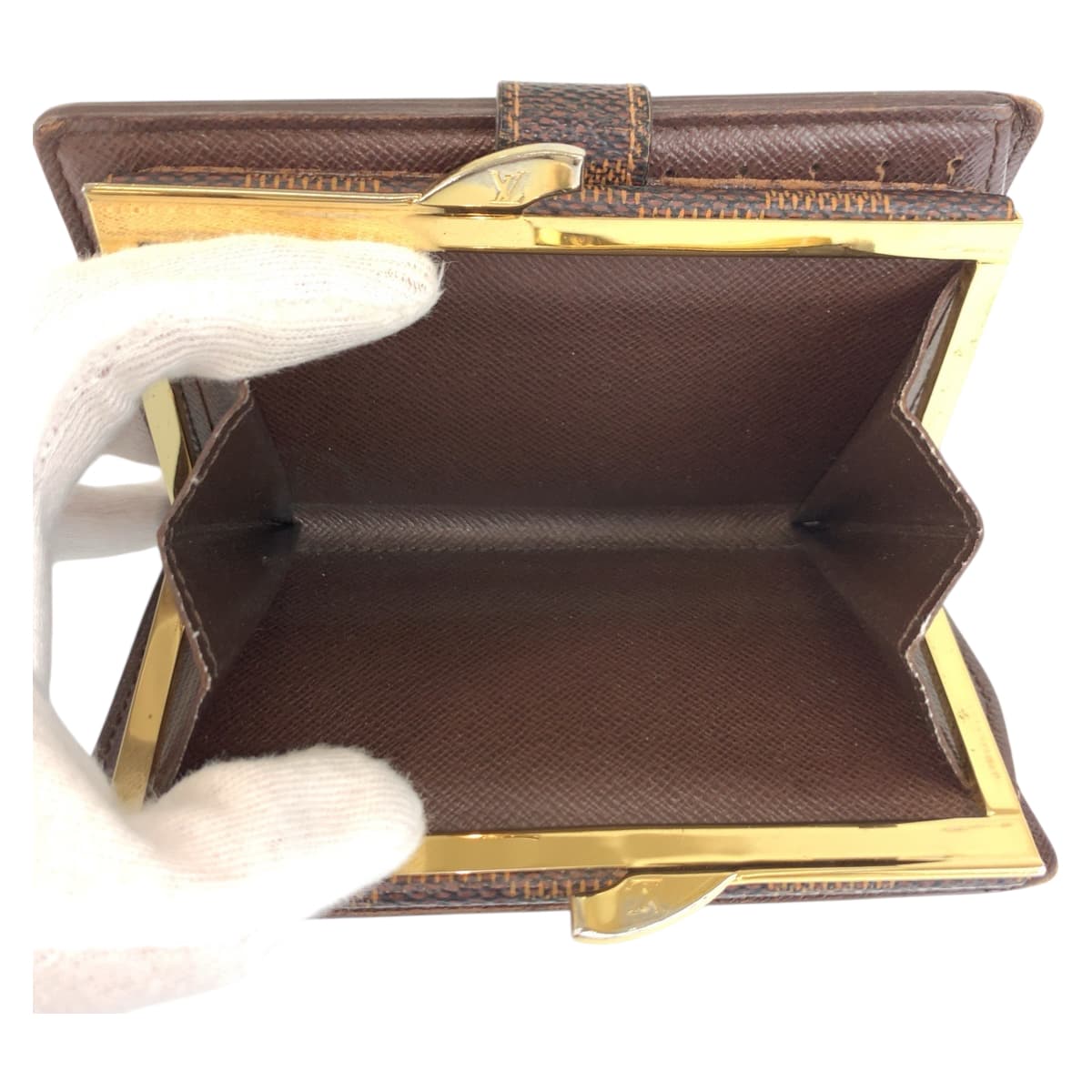 22117
LOUIS VUITTON ルイヴィトン ダミエ ポルトモネ ヴィエノワ ブラウン ゴールド金具 PVC N61664 折財布 コンパクトウォレット レディース AB15