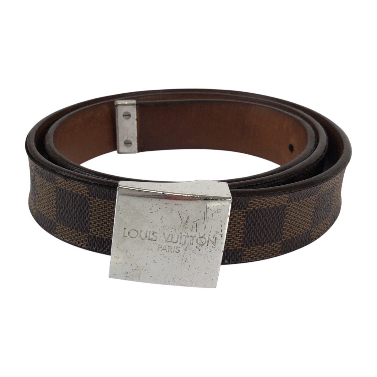 22118
LOUIS VUITTON ルイヴィトン ダミエ サンチュール キャレ 94cm ブラウン シルバー金具 PVC M6802 ベルト メンズ AB15