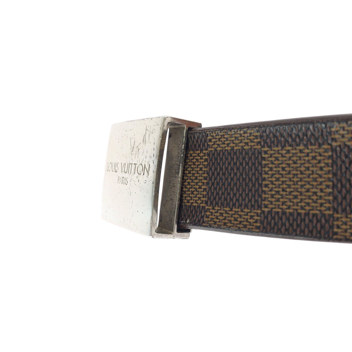 22118
LOUIS VUITTON ルイヴィトン ダミエ サンチュール キャレ 94cm ブラウン シルバー金具 PVC M6802 ベルト メンズ AB15