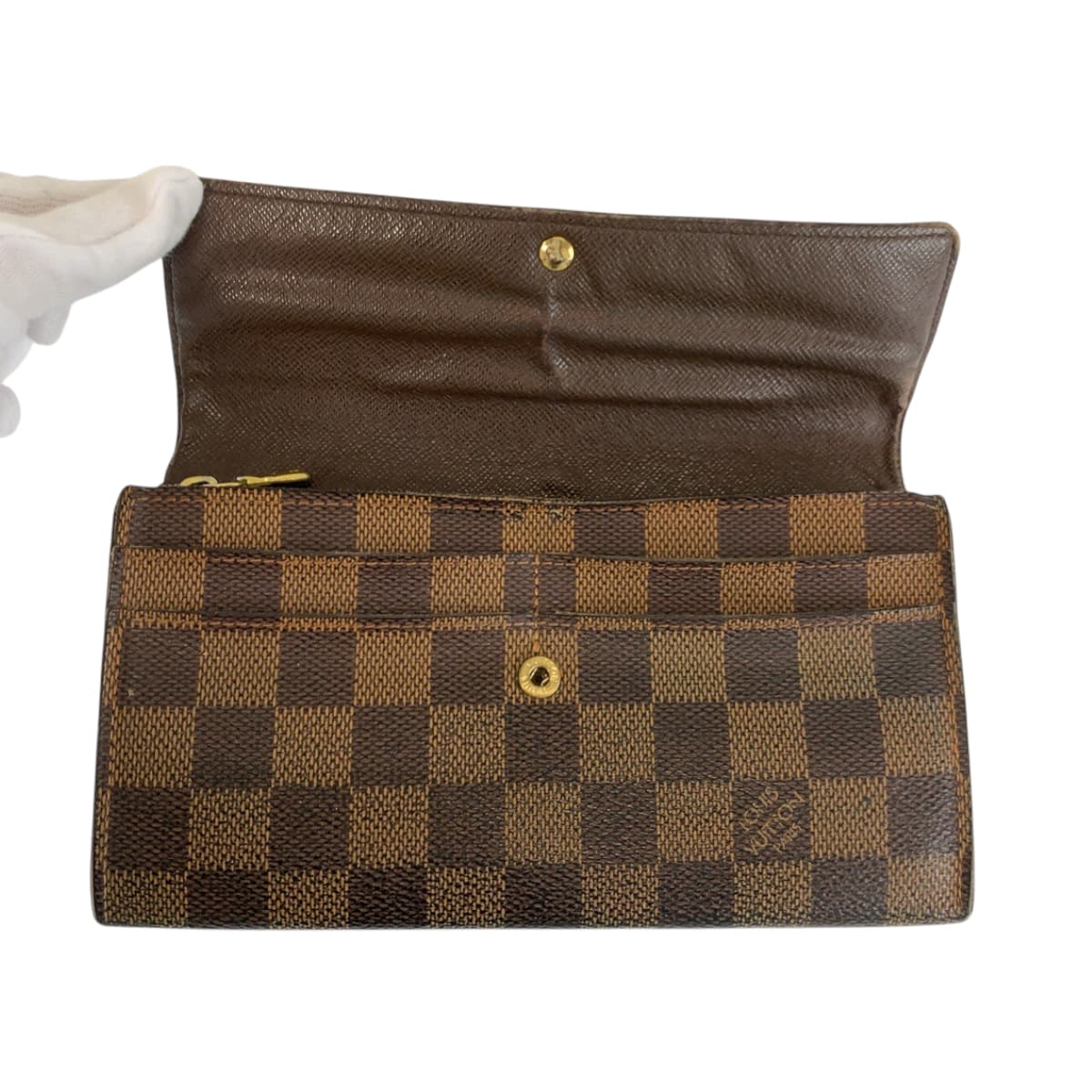 22119
LOUIS VUITTON ルイヴィトン ダミエ ポルトフォイユ サラ ブラウン ゴールド金具 PVC N61734 長財布 ロングウォレット レディース AB14