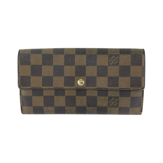 22121
LOUIS VUITTON ルイヴィトン ダミエ ポルトフォイユ サラ ブラウン ゴールド金具 PVC N61734 長財布 ロングウォレット レディース AB14