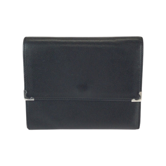 22125
CARTIER カルティエ マストライン ブラック 黒 シルバー金具 レザー 折財布 コンパクトウォレット 男女兼用 レディース ABP21