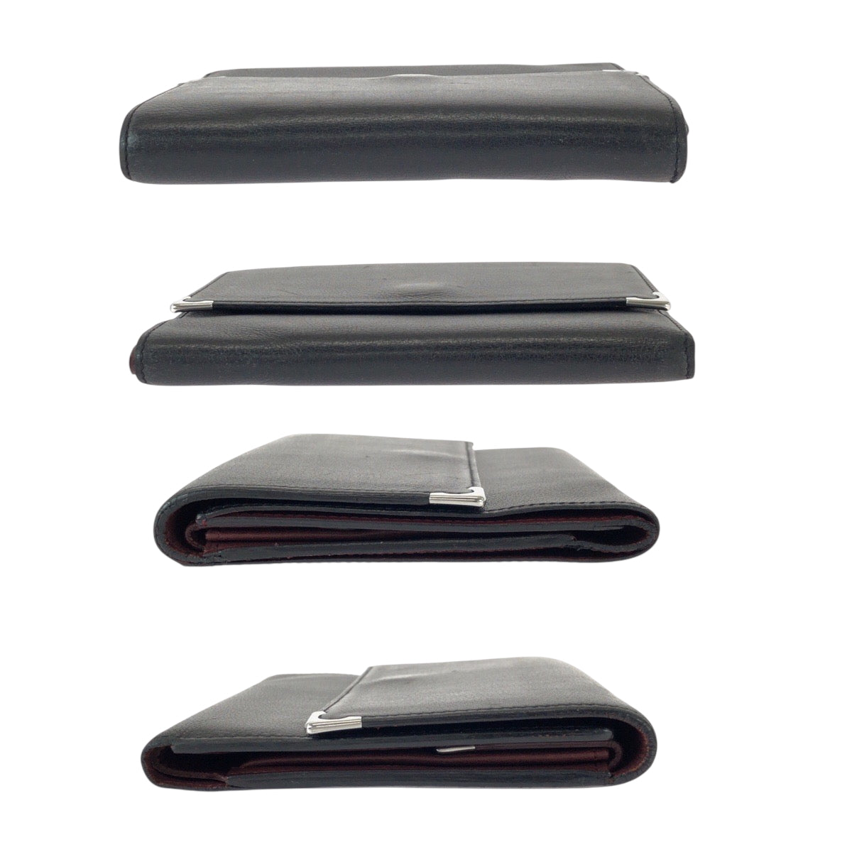 22125
CARTIER カルティエ マストライン ブラック 黒 シルバー金具 レザー 折財布 コンパクトウォレット 男女兼用 レディース ABP21