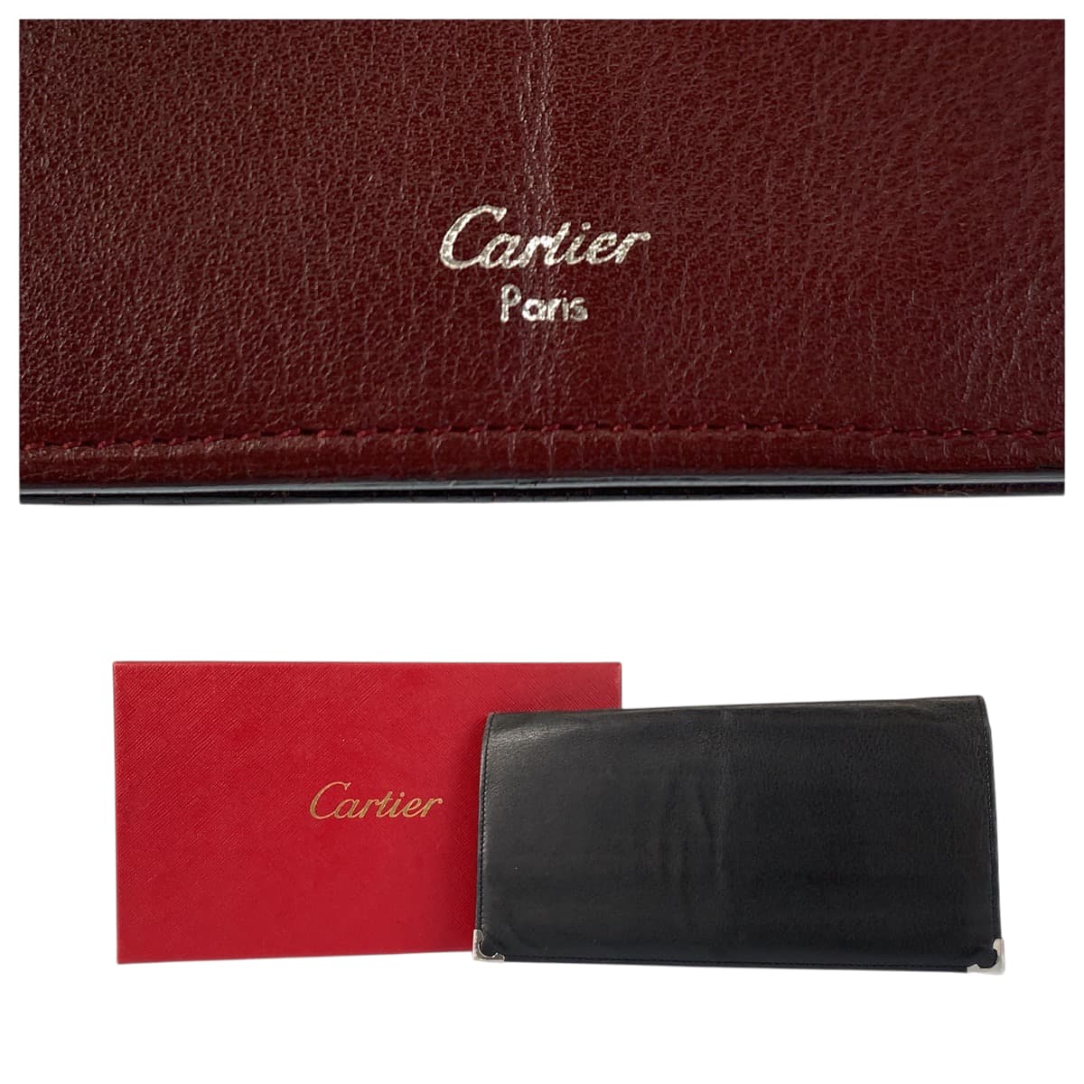 22126
CARTIER カルティエ マストライン ブラック 黒 ボールド シルバー金具 レザー 長財布 ロングウォレット メンズ AB16