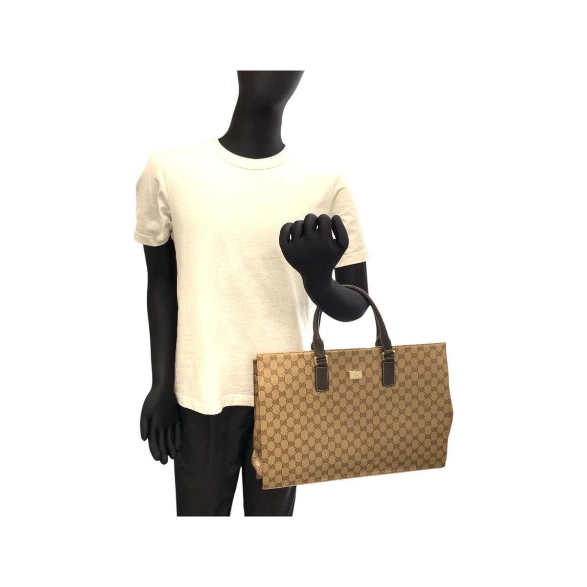 22139
GUCCI グッチ GGクリスタル ベージュ ダークブラウン ゴールド金具 PVC 190630 ビジネスバッグ ブリーフケース メンズ ABP56