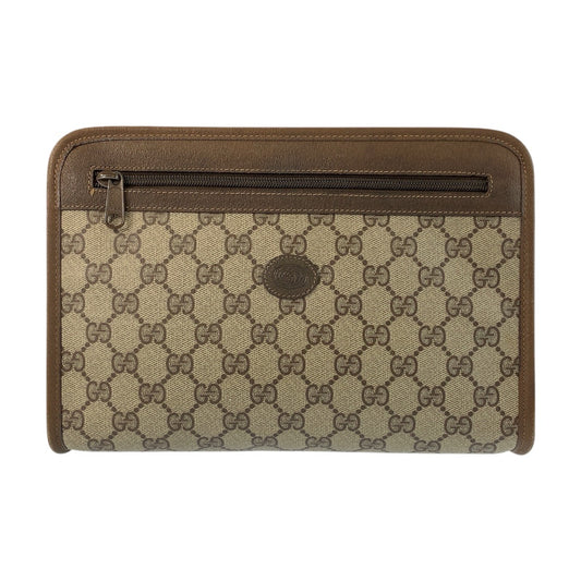 22136
GUCCI グッチ ヴィンテージ ブラウン ベージュ GGスプリームキャンバス / レザー 111 01 037 クラッチバッグ セカンドバッグ メンズ ABP21