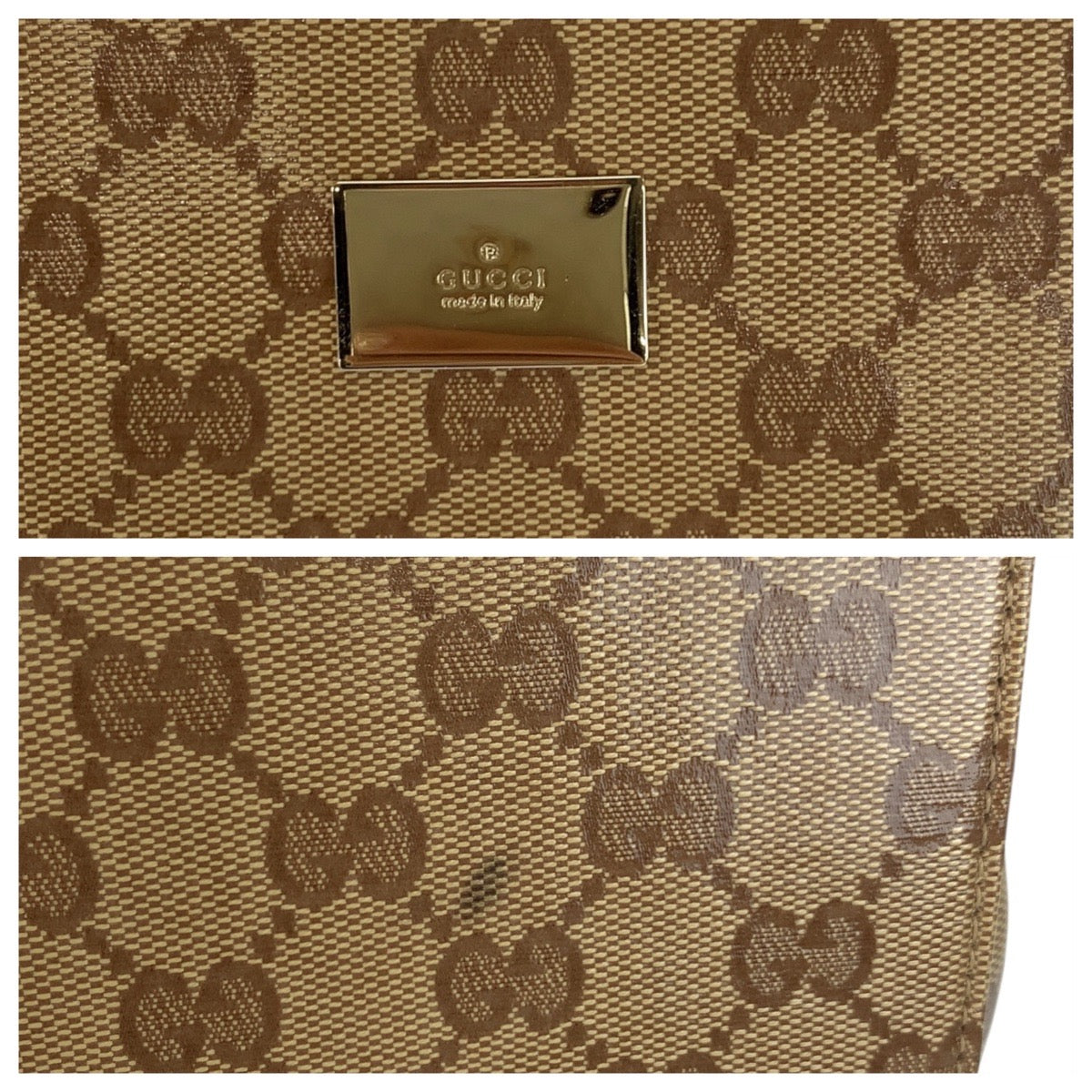 22139
GUCCI グッチ GGクリスタル ベージュ ダークブラウン ゴールド金具 PVC 190630 ビジネスバッグ ブリーフケース メンズ ABP56