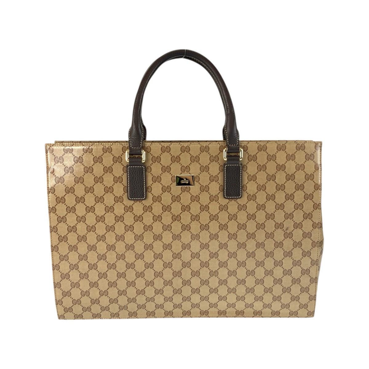 22139
GUCCI グッチ GGクリスタル ベージュ ダークブラウン ゴールド金具 PVC 190630 ビジネスバッグ ブリーフケース メンズ ABP56