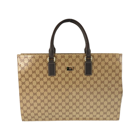 22139
GUCCI グッチ GGクリスタル ベージュ ダークブラウン ゴールド金具 PVC 190630 ビジネスバッグ ブリーフケース メンズ ABP56