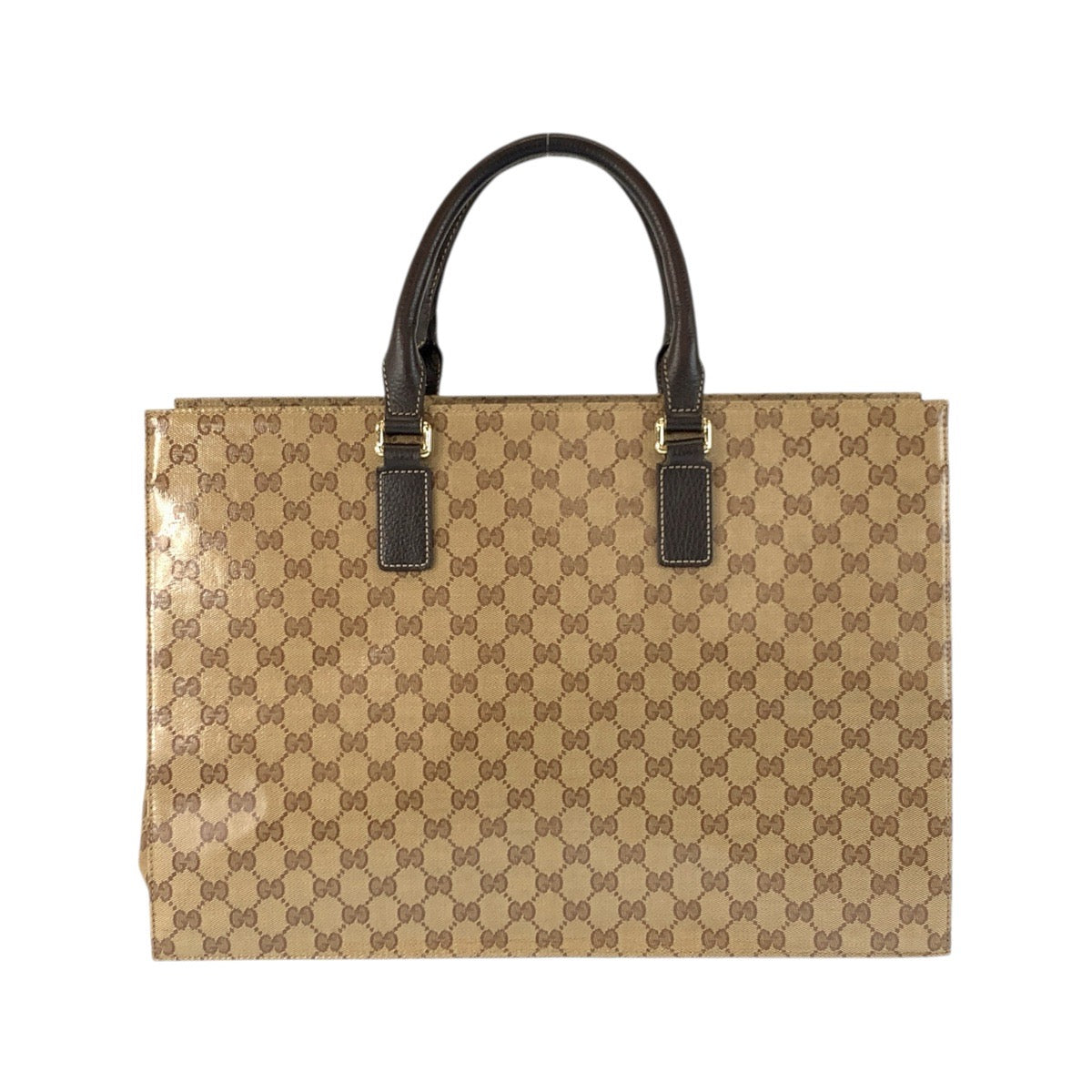 22139
GUCCI グッチ GGクリスタル ベージュ ダークブラウン ゴールド金具 PVC 190630 ビジネスバッグ ブリーフケース メンズ ABP56