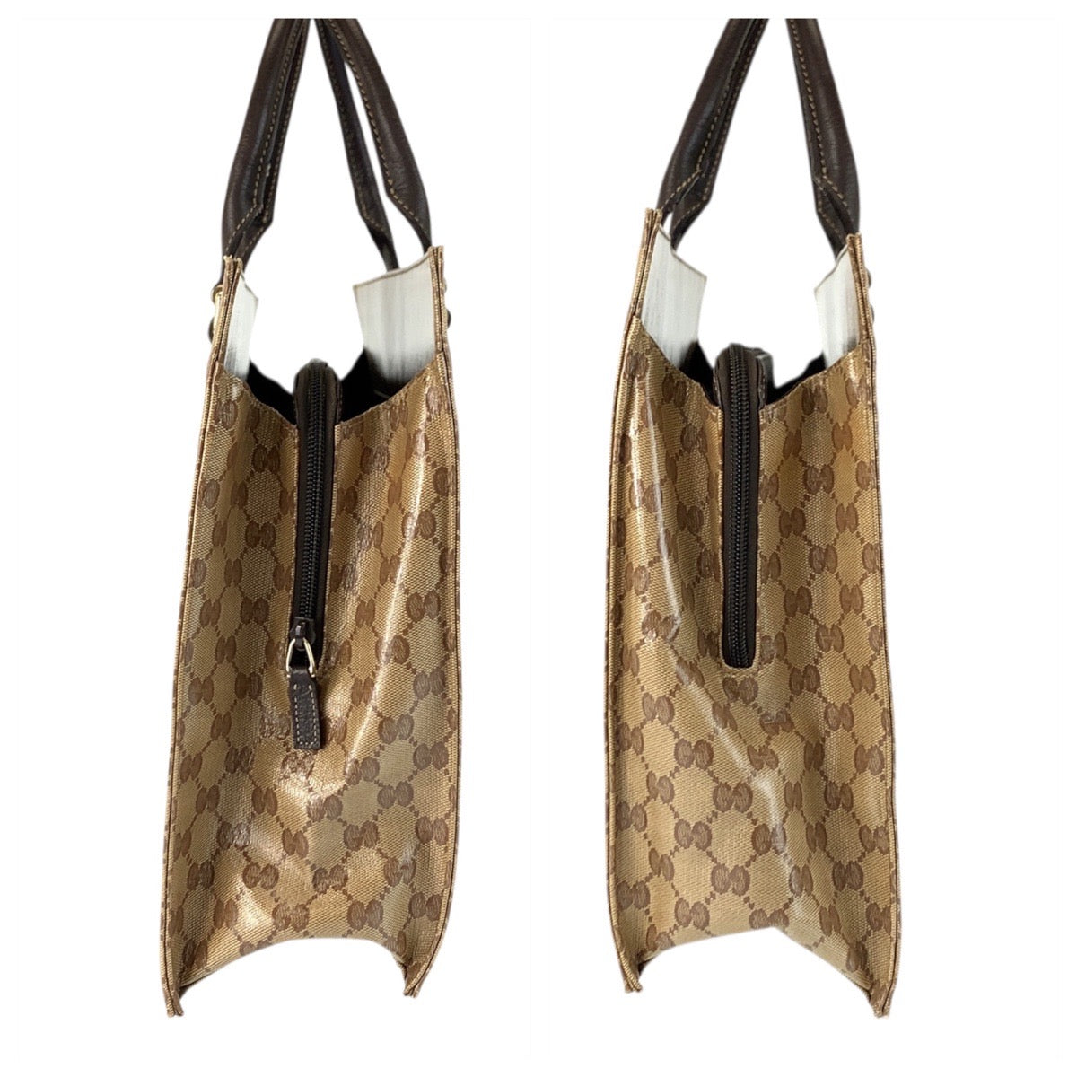 22139
GUCCI グッチ GGクリスタル ベージュ ダークブラウン ゴールド金具 PVC 190630 ビジネスバッグ ブリーフケース メンズ ABP56