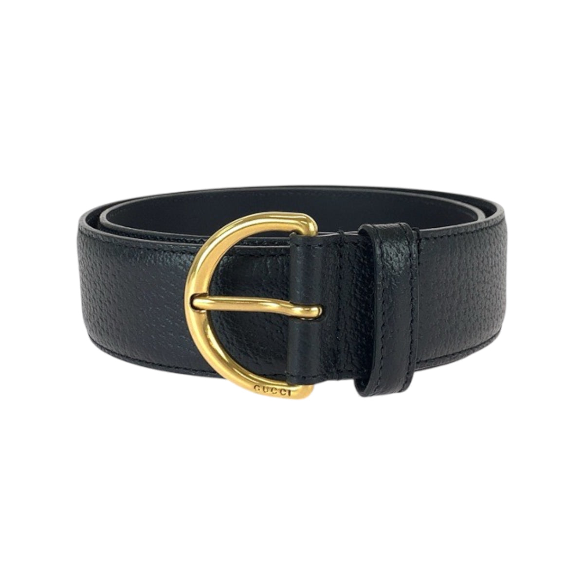 22140
GUCCI グッチ 75cm/30インチ ブラック 黒 ゴールド金具 レザー 573325 ベルト 男女兼用 レディース A15