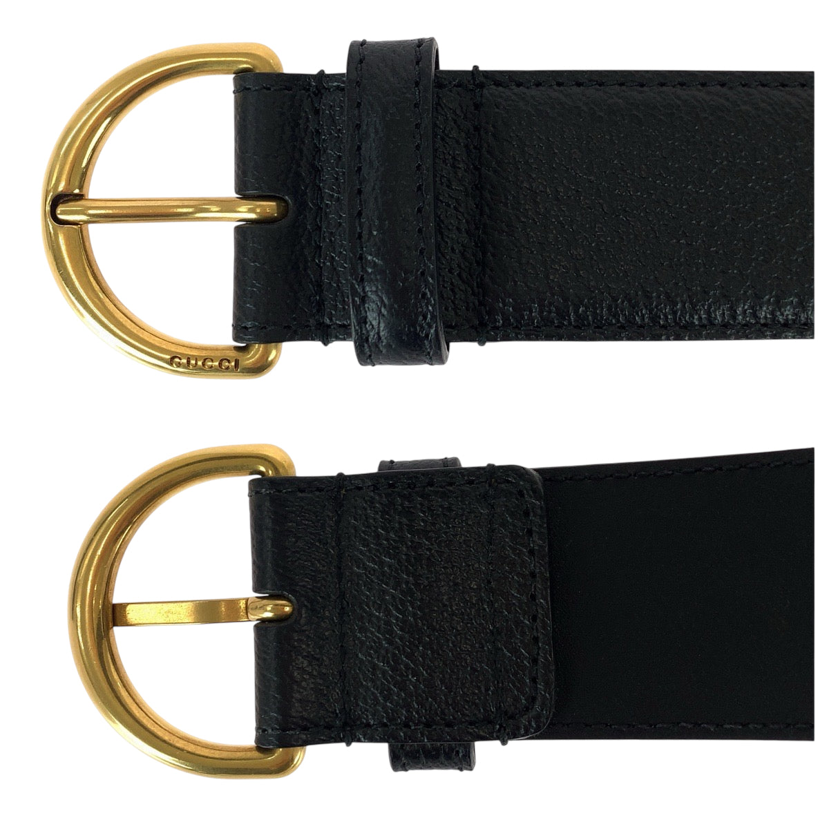 22140
GUCCI グッチ 75cm/30インチ ブラック 黒 ゴールド金具 レザー 573325 ベルト 男女兼用 レディース A15