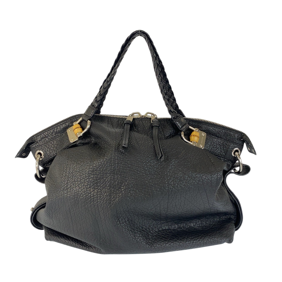 22142
GUCCI グッチ バンブー ブラック 黒 シルバー金具 レザー 232927 トートバッグ ショルダーバッグ レディース ABP63